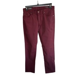 Wallin & Bros Men’s Maroon Red Slim Straight Jeans Cotton Khakis Trousers, 32